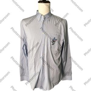 Gucci Light Blue Pinstriped Shirt Embroidered Flower pocket, Size 42 Preowned